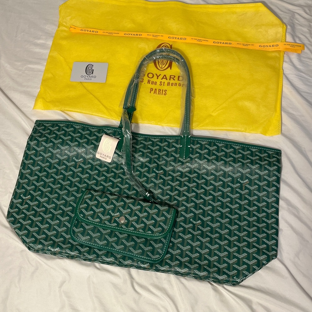 Goyard Green Chevron St. Louis Tote
